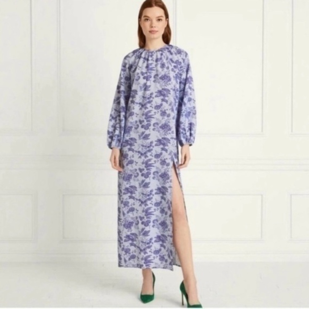 Hill House The Simone Dress Lilac Tonal Floral Size Large NWT